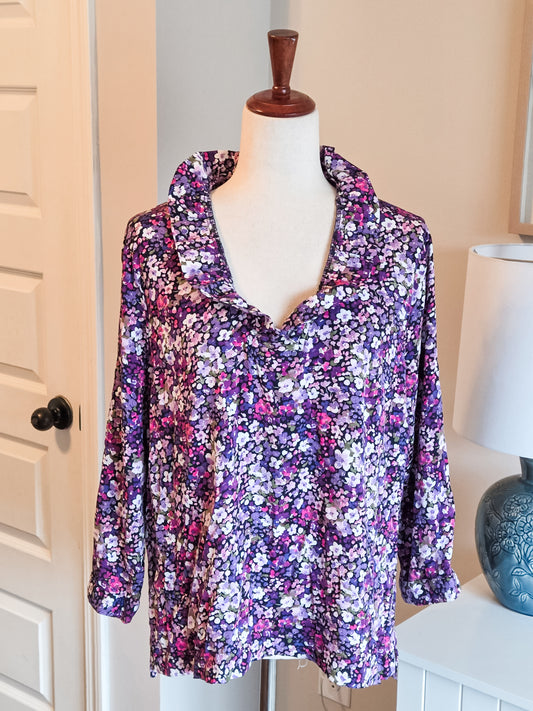 Purple Pink Floral Top L