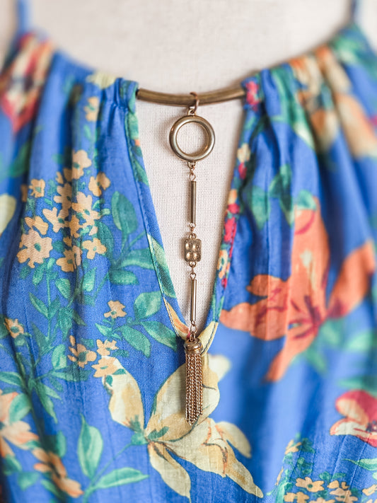 Blue Tropical Floral Dress L