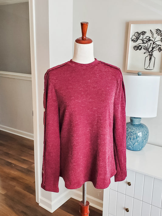 Burgundy Top with Buttons L