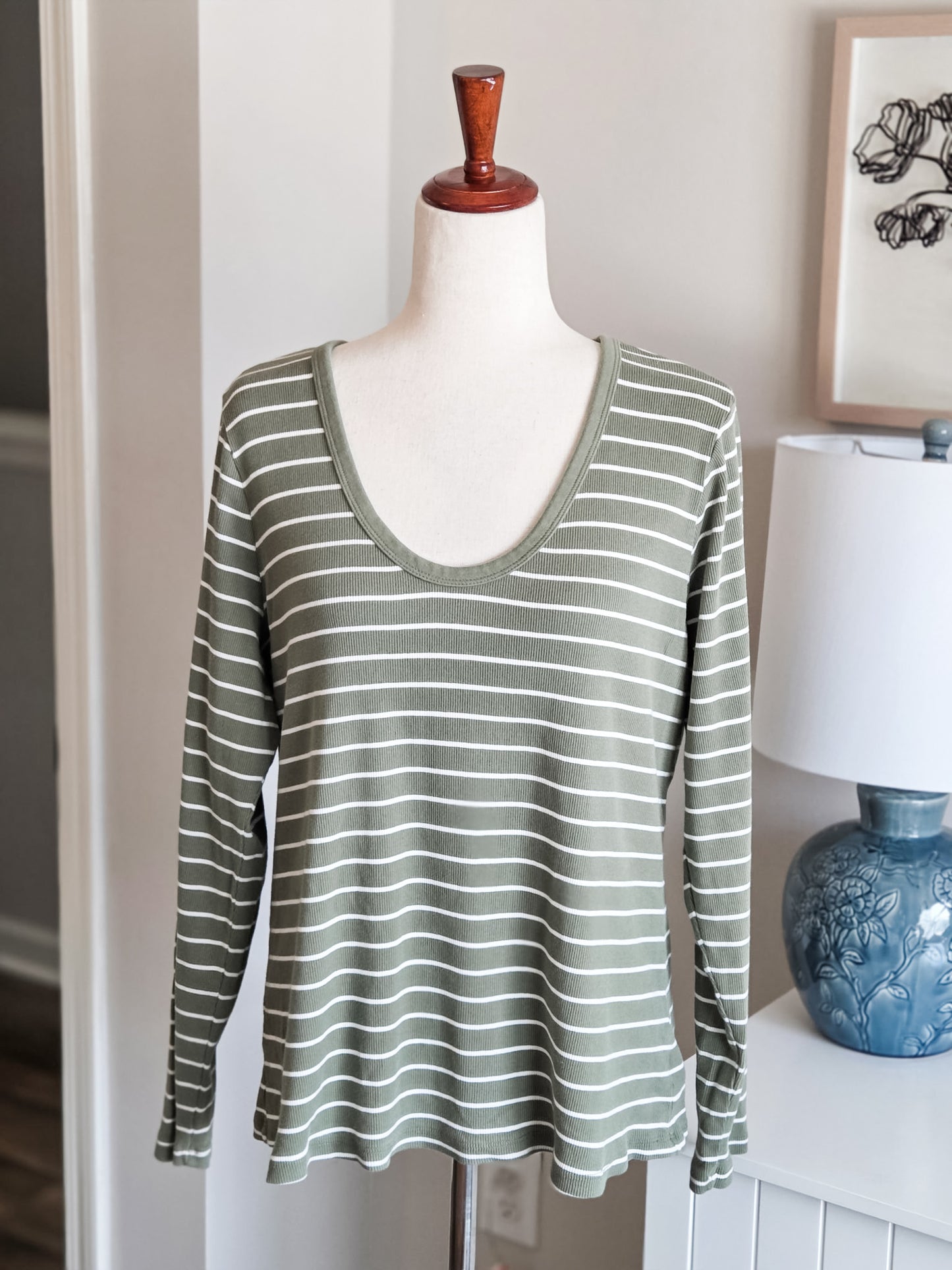 Green Striped Top XXL