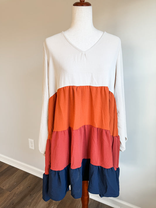 Tiered Colorblock Dress XL