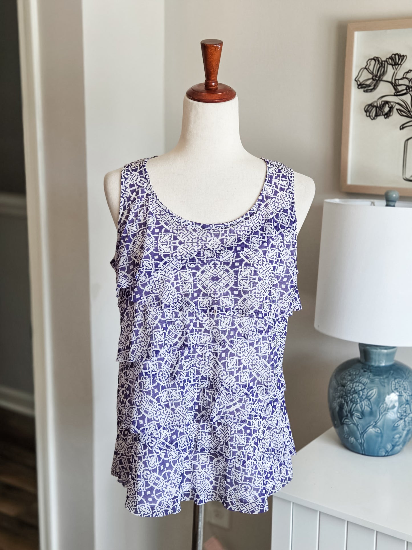 Purple White Tiered Tank M/L