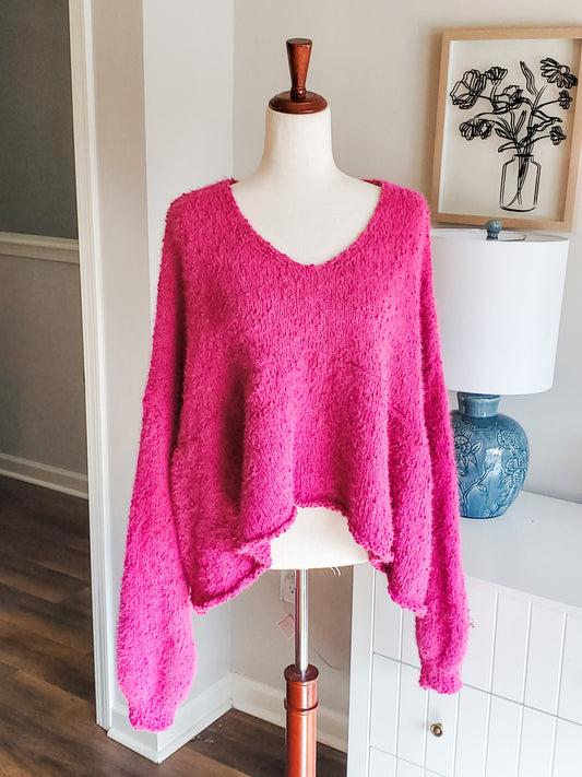 Magenta Cropped Sweater 1X