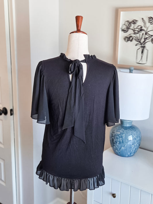 Black Ruffled Blouse M