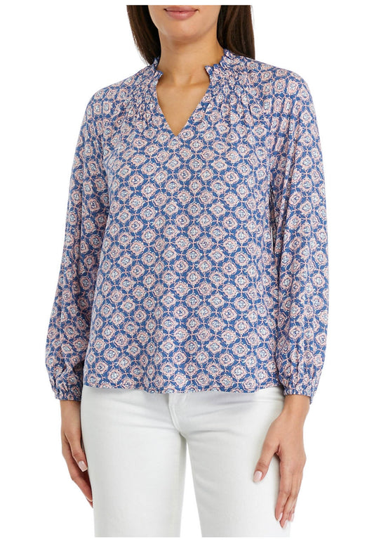 Blue Pink Print Top PL