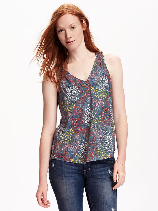 Blue Floral Tank XS