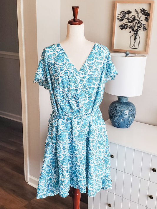 Turquoise White Mini Dress 22