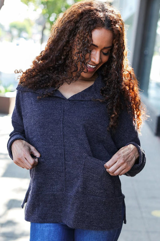 NEW Navy Textured Top M