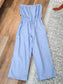 Blue Cotton Strapless Jumpsuit M