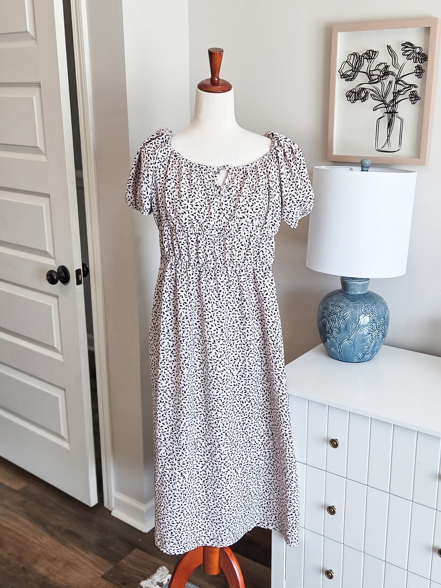 Pink Black Print Dress XL