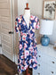 Navy Floral Wrap Dress S