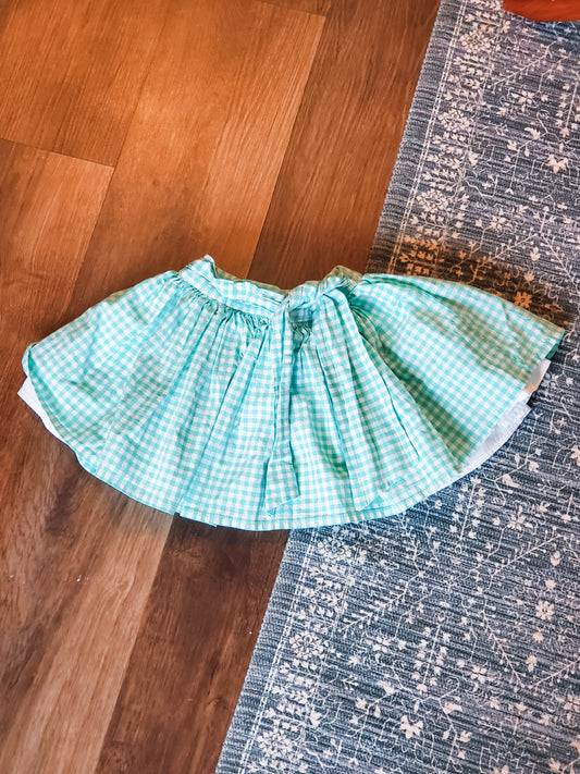 Mint White Checked Skirt 3T