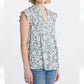 Gray White Print Top M