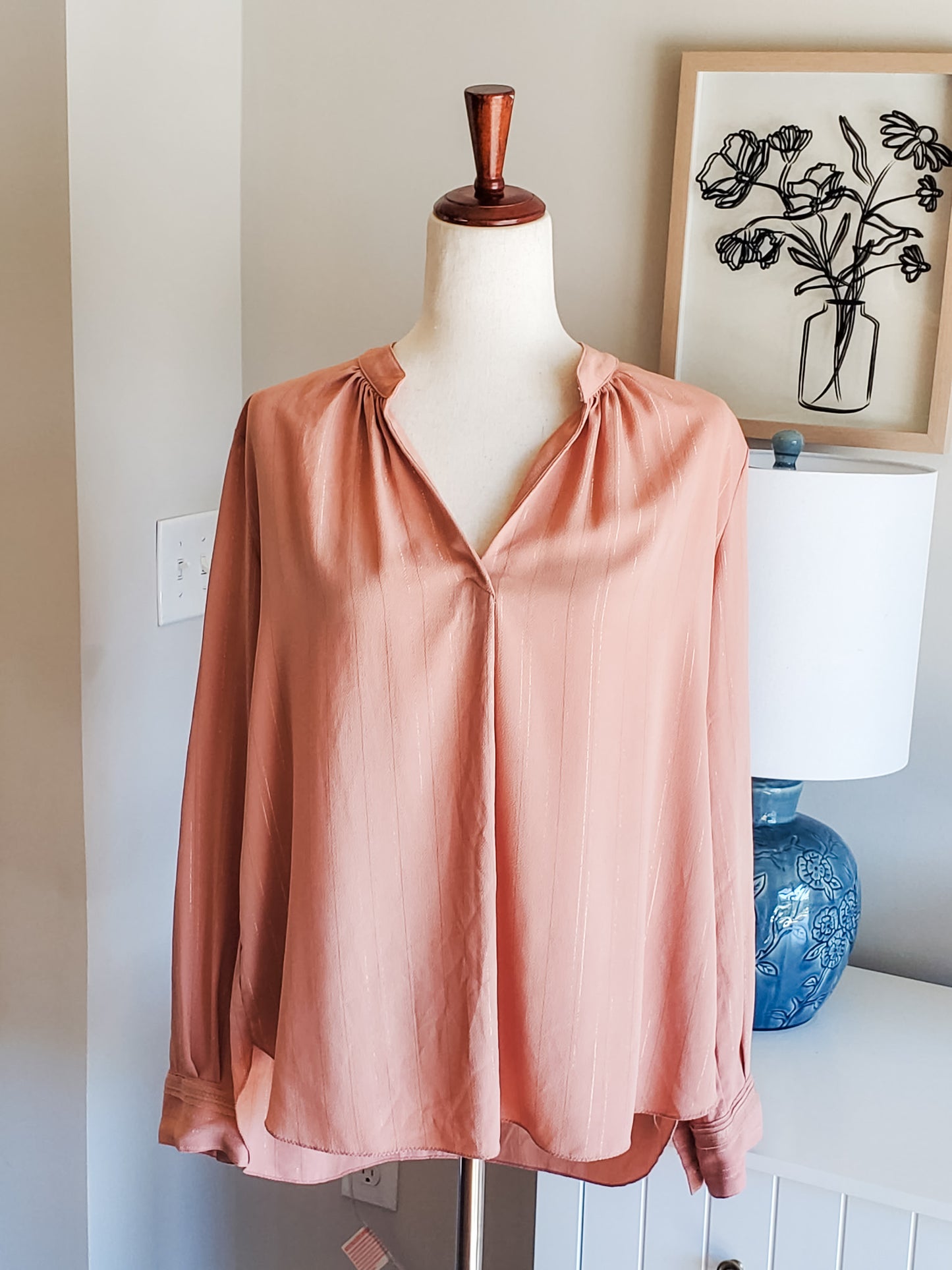 Pink Sparkly Striped Blouse M