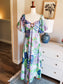 Purple Blue Green Floral Maxi Dress S