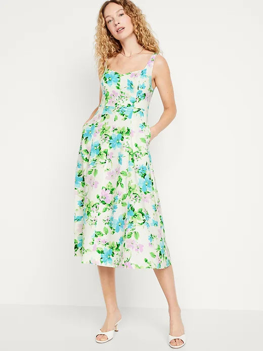 Cream Floral Dress M