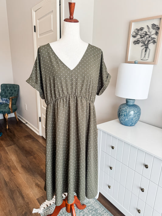 Green Polka Dot Maternity Dress XL