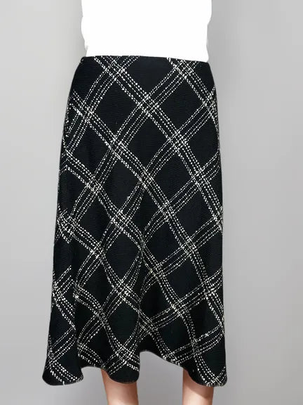 Black White Plaid Skirt XL