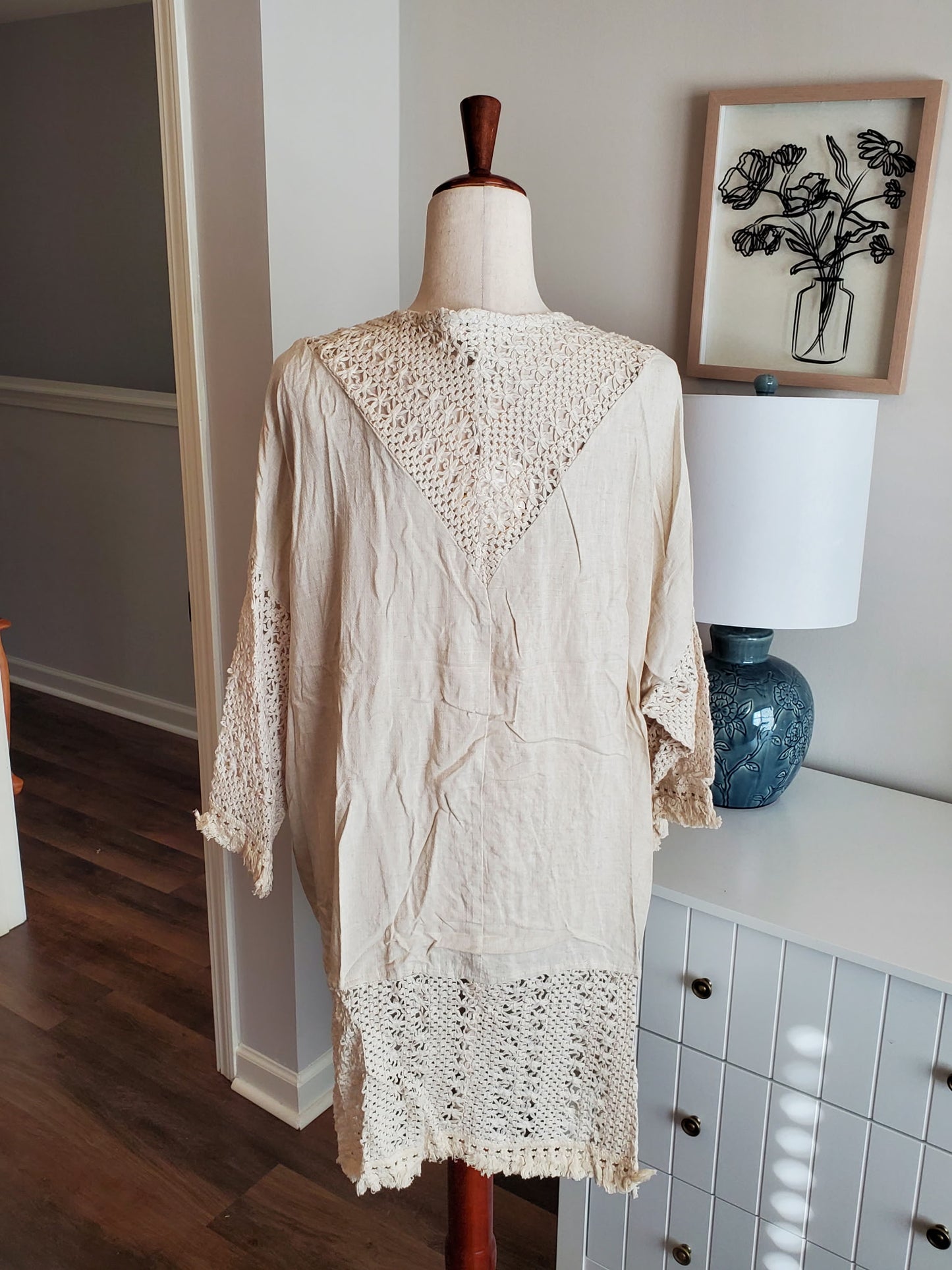 NEW Linen/Cotton Kimono Cardigan :: Oatmeal+Black