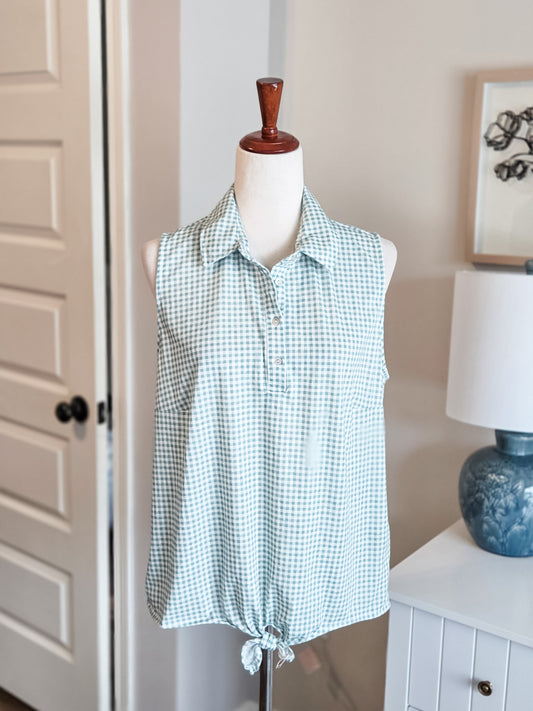 Green Gingham Tank L