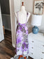 Purple Cream Brown Print Dress M/L