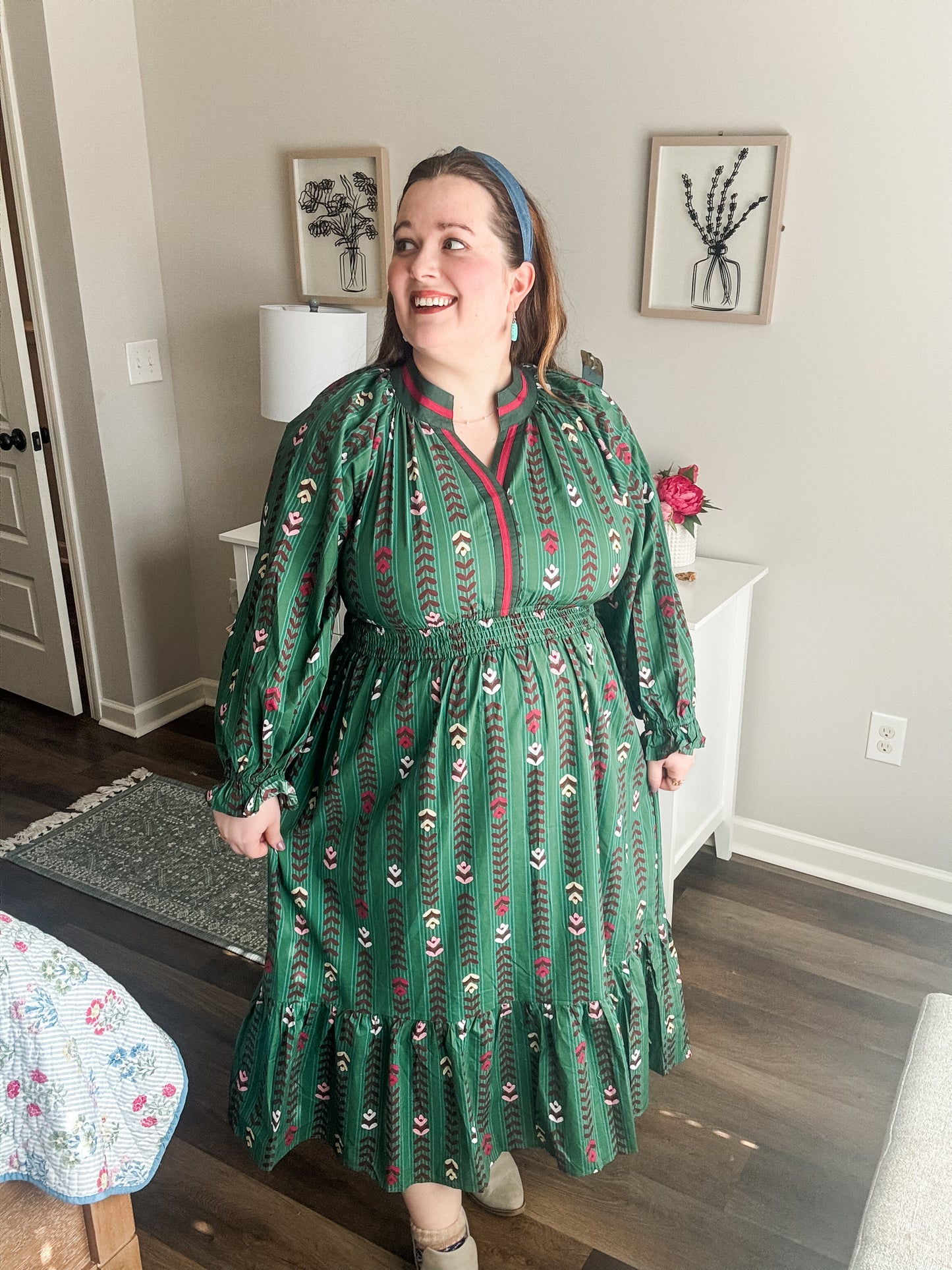 NEW Forest Green Print Dress
