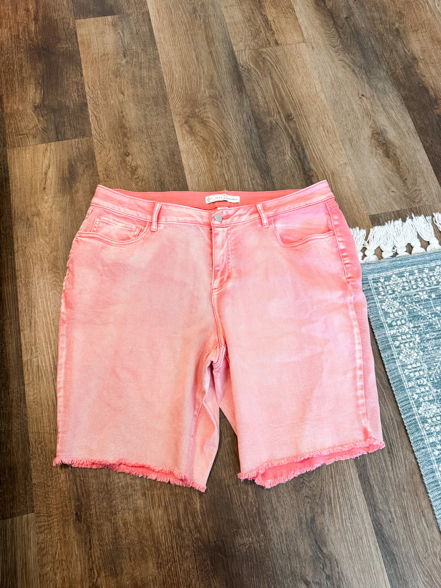 Pink Cutoff Denim Shorts 18W
