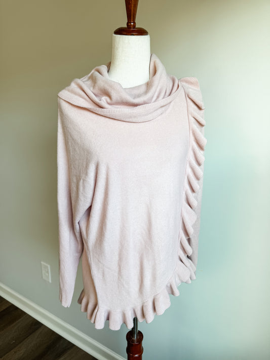 Pale Pink Ruffled Sweater XL