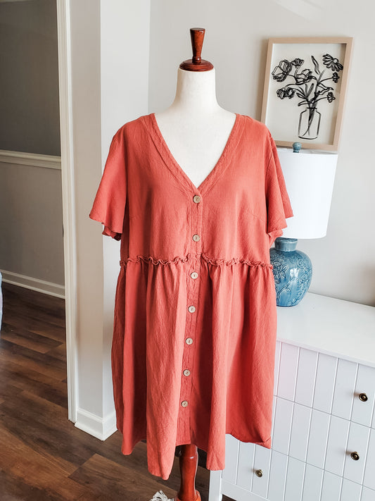 Orange Dress with Buttons XL/1X