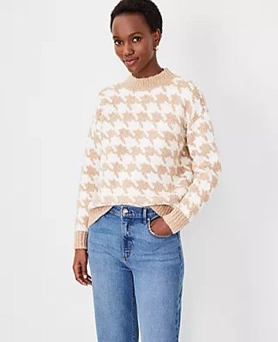 Tan White Houndstooth Sweater MP