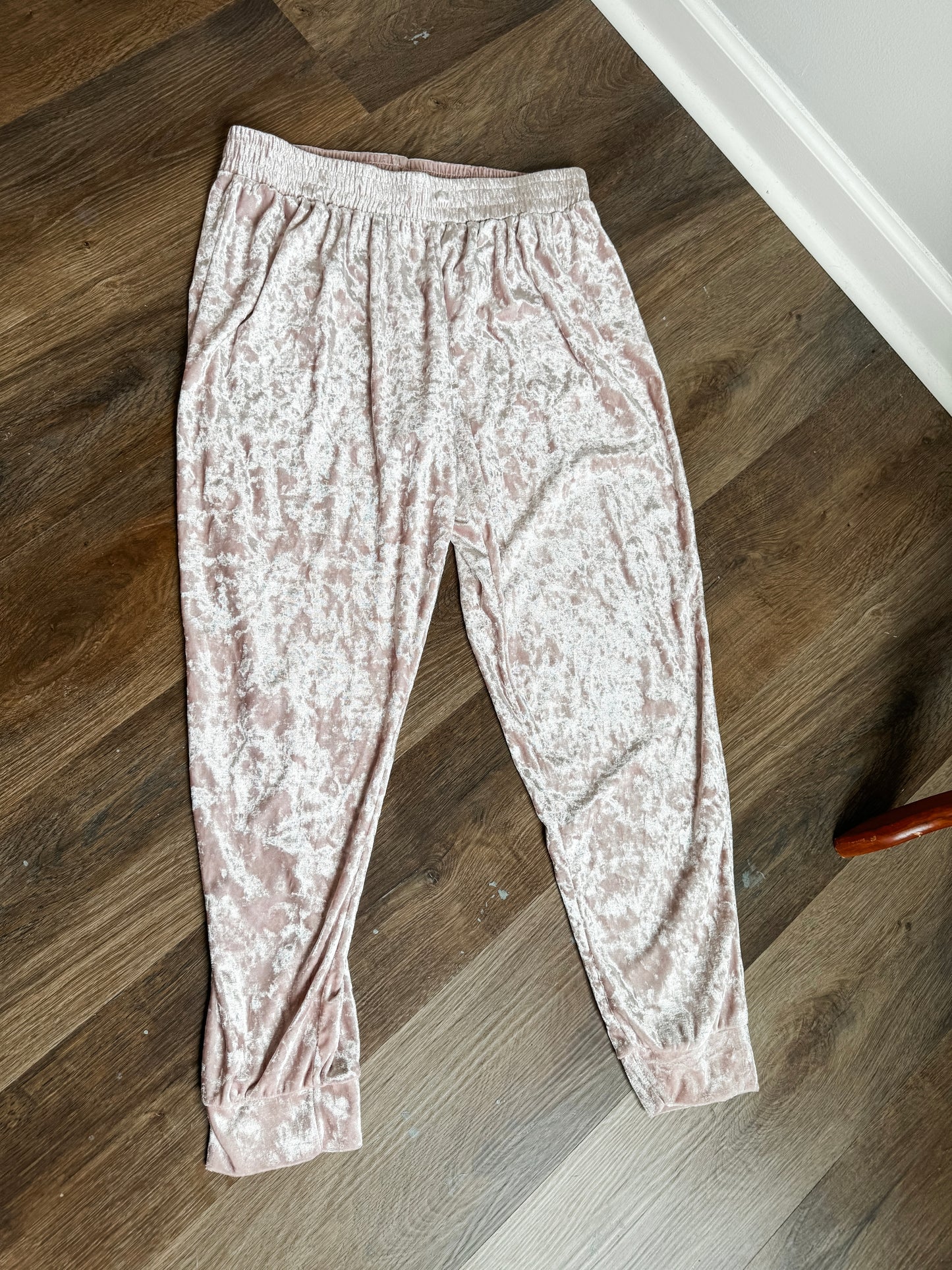 Pink Velvet Joggers L