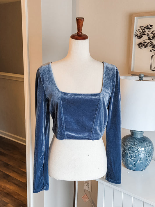 Blue Velvet Cropped Top S/M