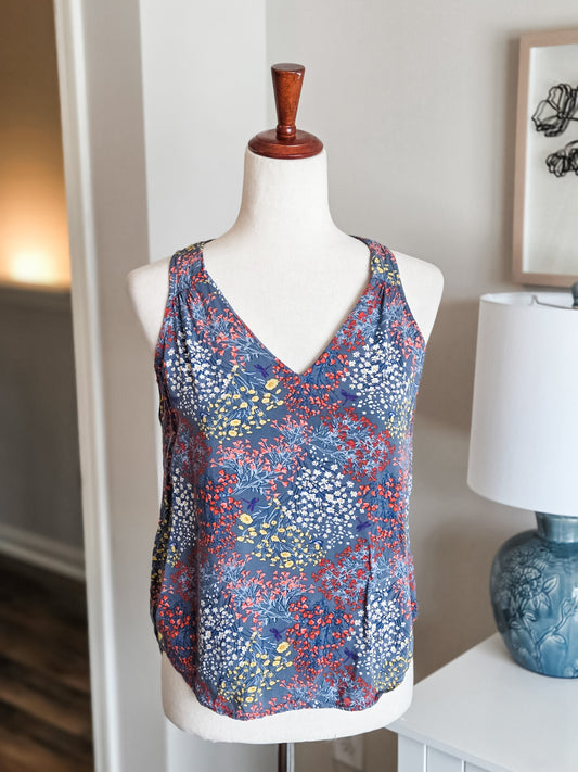 Blue Floral Tank XS