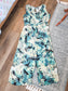 Green Black Print Jumpsuit 2X