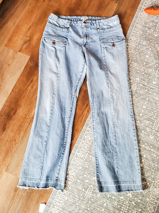 Raw Hem Wide Leg Jeans 16