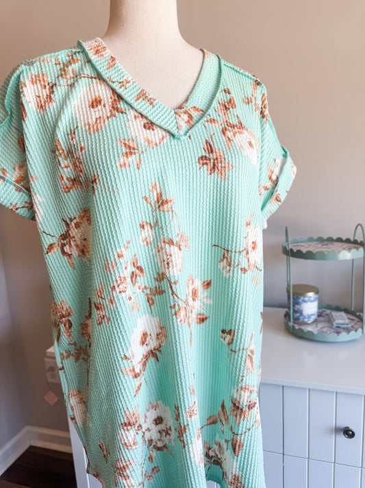 NEW Mint Brown Floral Top