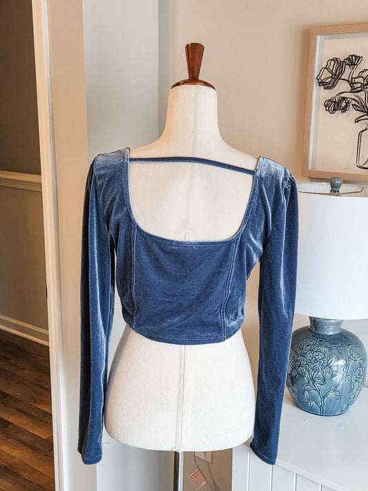 Blue Velvet Cropped Top S/M