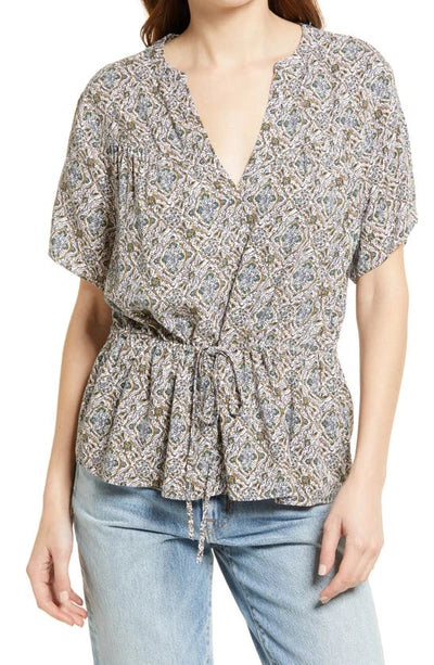 Mustard Green Print Top M