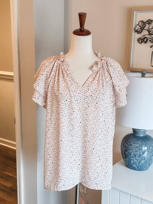 Peach Blue Print Top M