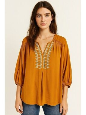 Mustard Embroidered Top M/L