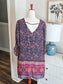 Navy Orange Pink Floral Dress L
