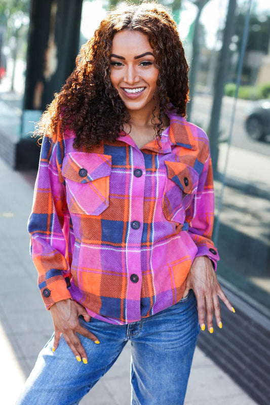 Magenta Orange Plaid Jacket M