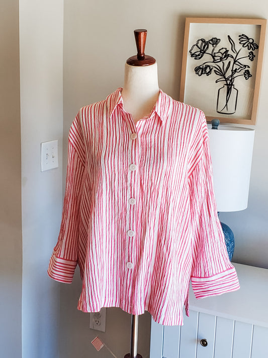 Pink Striped Button Up XL/1X