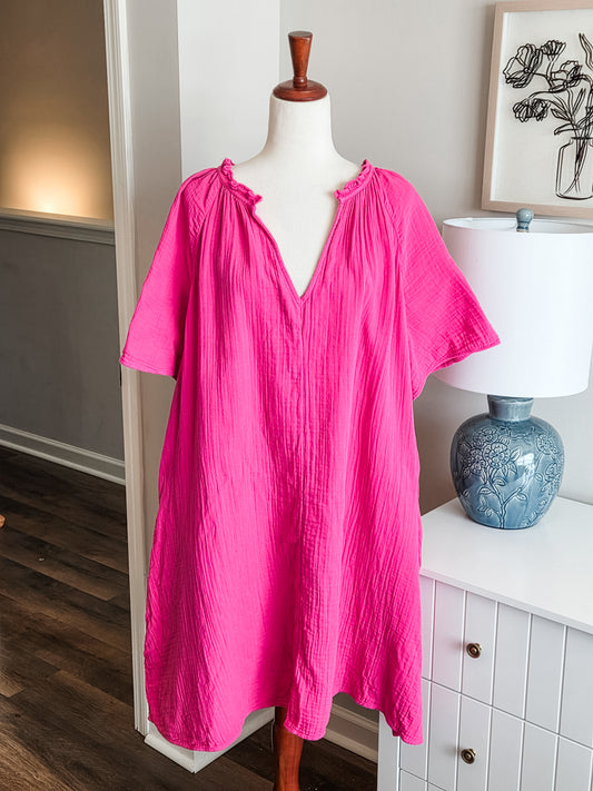 Hot Pink Cotton Dress 3X