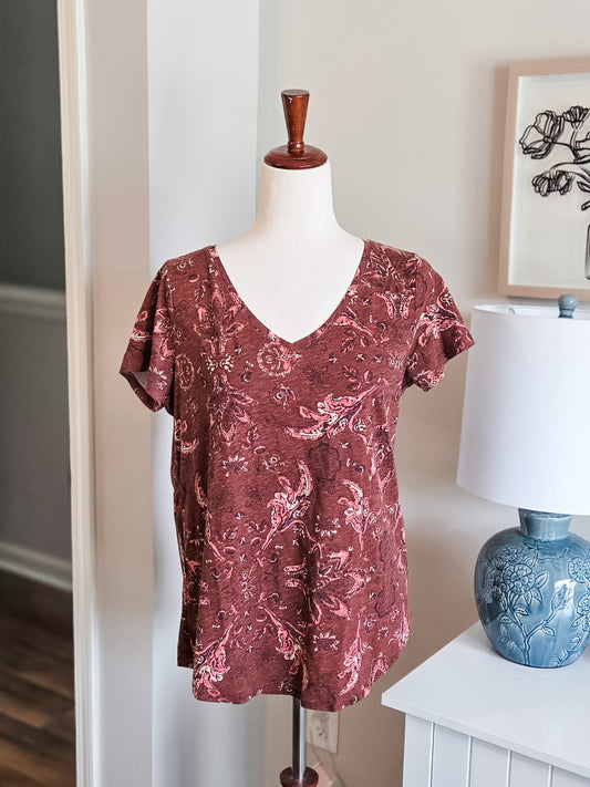 Rust Pink Print Tee L
