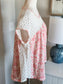 Pink Gray White Print Lace Top L