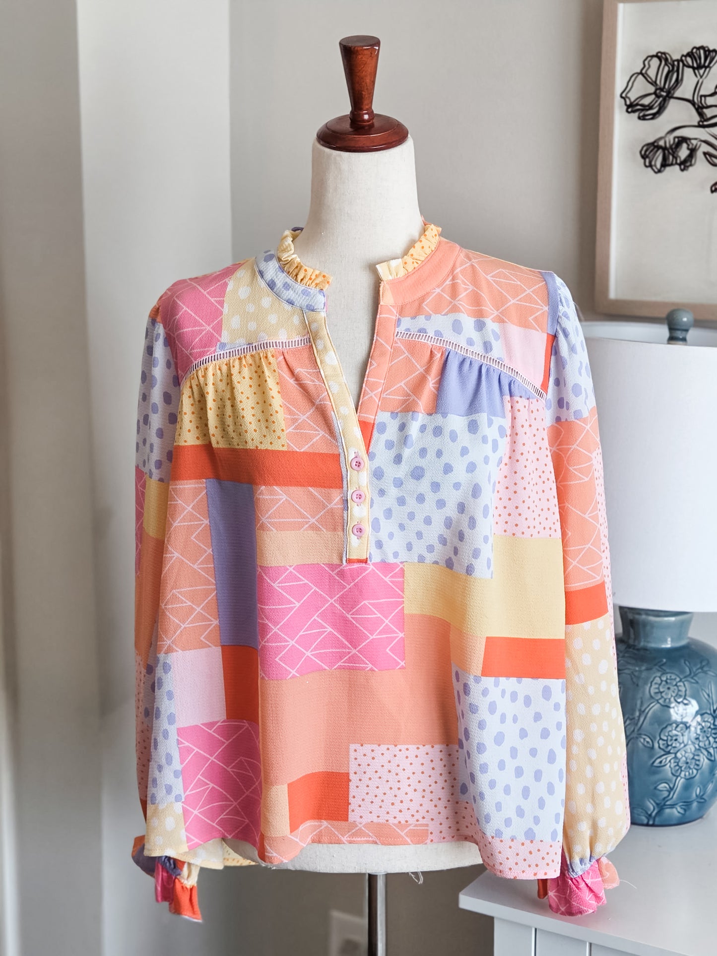 Patchwork Print Top M