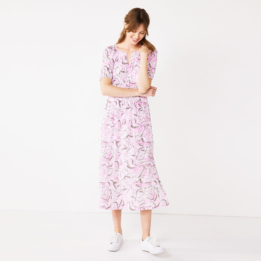 Purple Gray Print Maxi Dress M