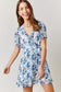 Blue Green Cream Floral Dress XS/S