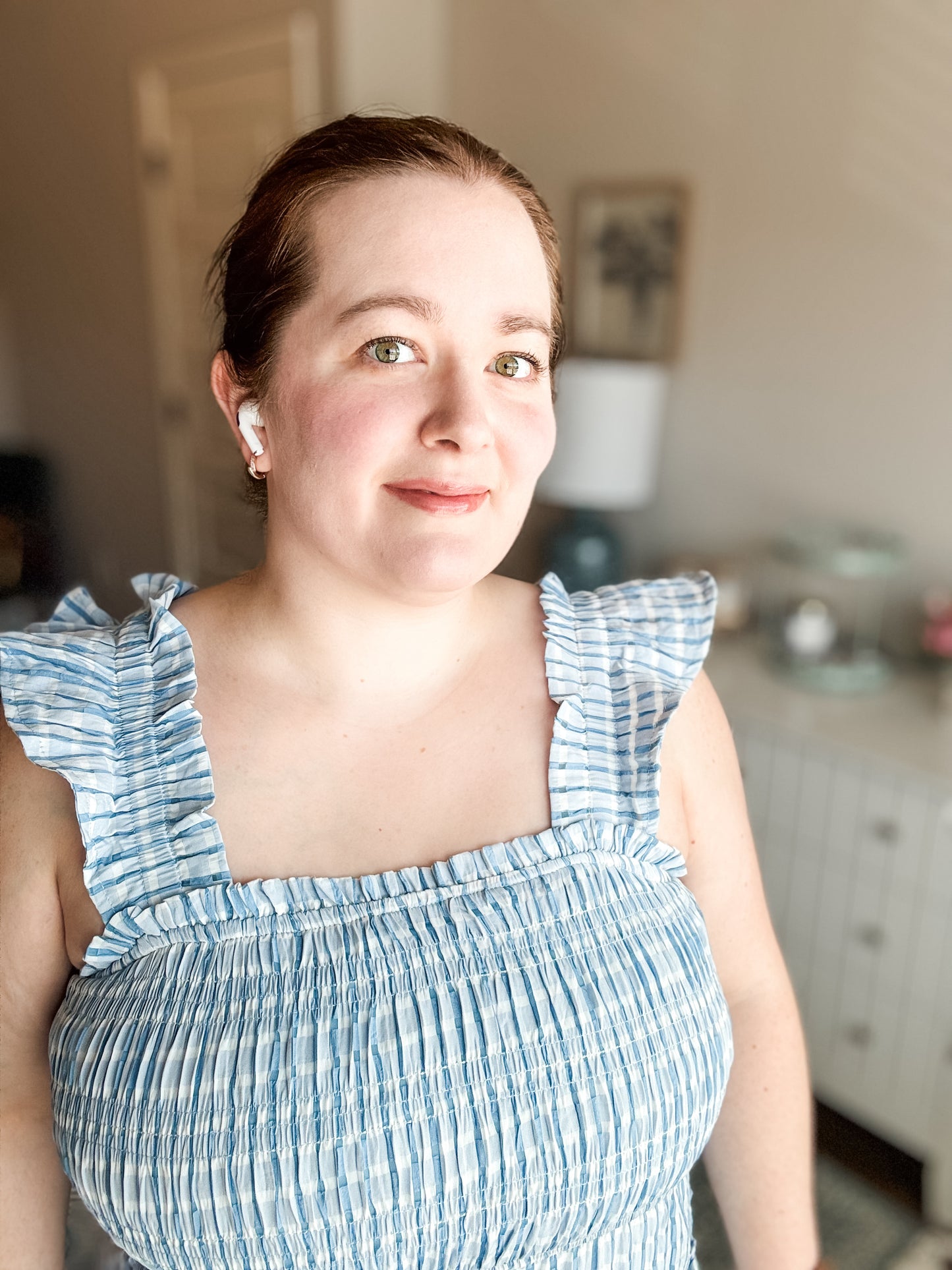 NEW Blue White Smocked Dress
